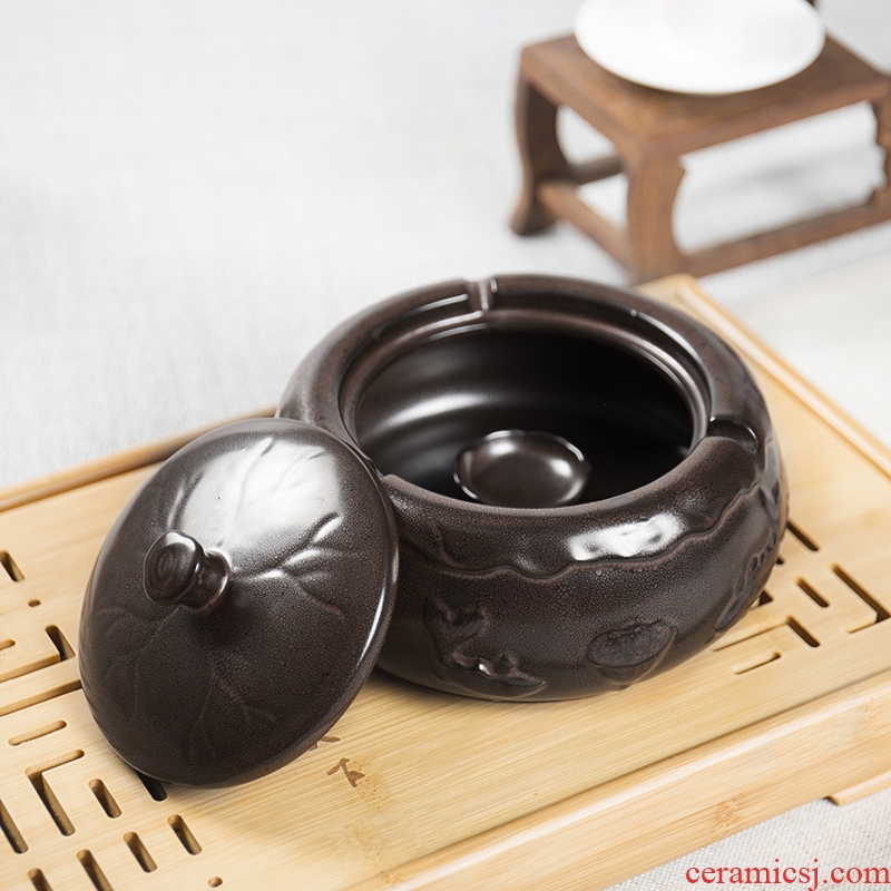 Ronkin creative ceramics with cover the ashtray home tea tea zero furnishing articles large ashtray with personality trend