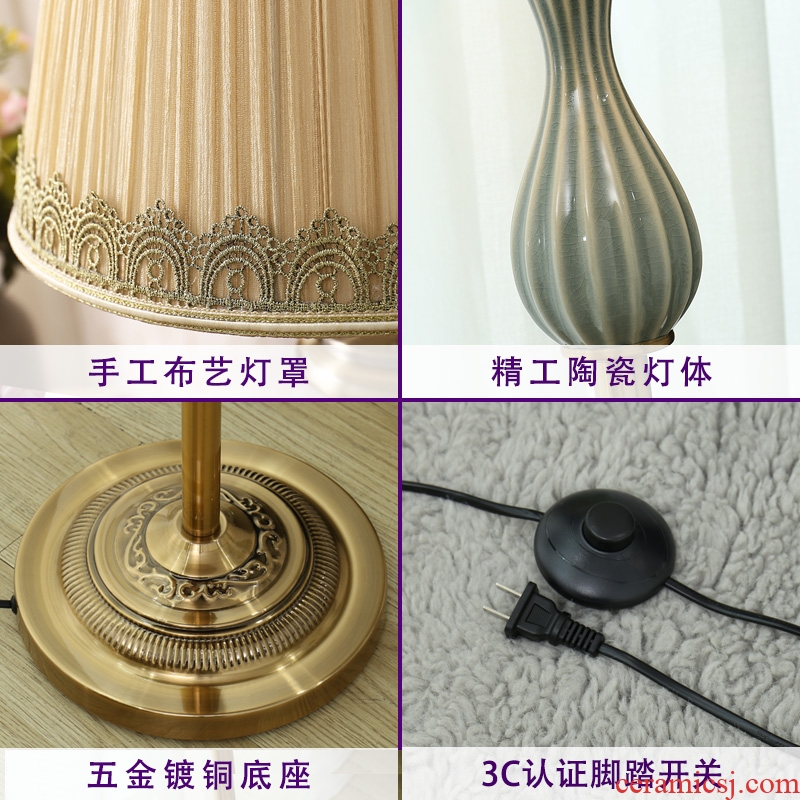 American floor lamp sitting room is contracted and I ceramic creative move fashion vertical sweet bedroom remote control of the head of a bed