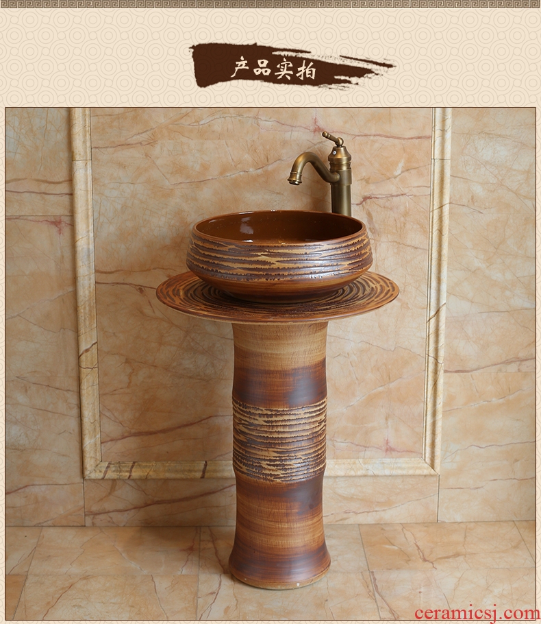 Jingdezhen ceramic basin art columns carved toilet lavatory sink European contemporary and contracted