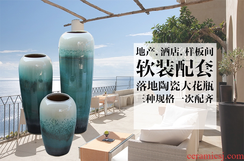 Jingdezhen ceramics green glaze landscape painting and calligraphy tube quiver scroll sitting room place, the study of large cylinder vase - 537234824282