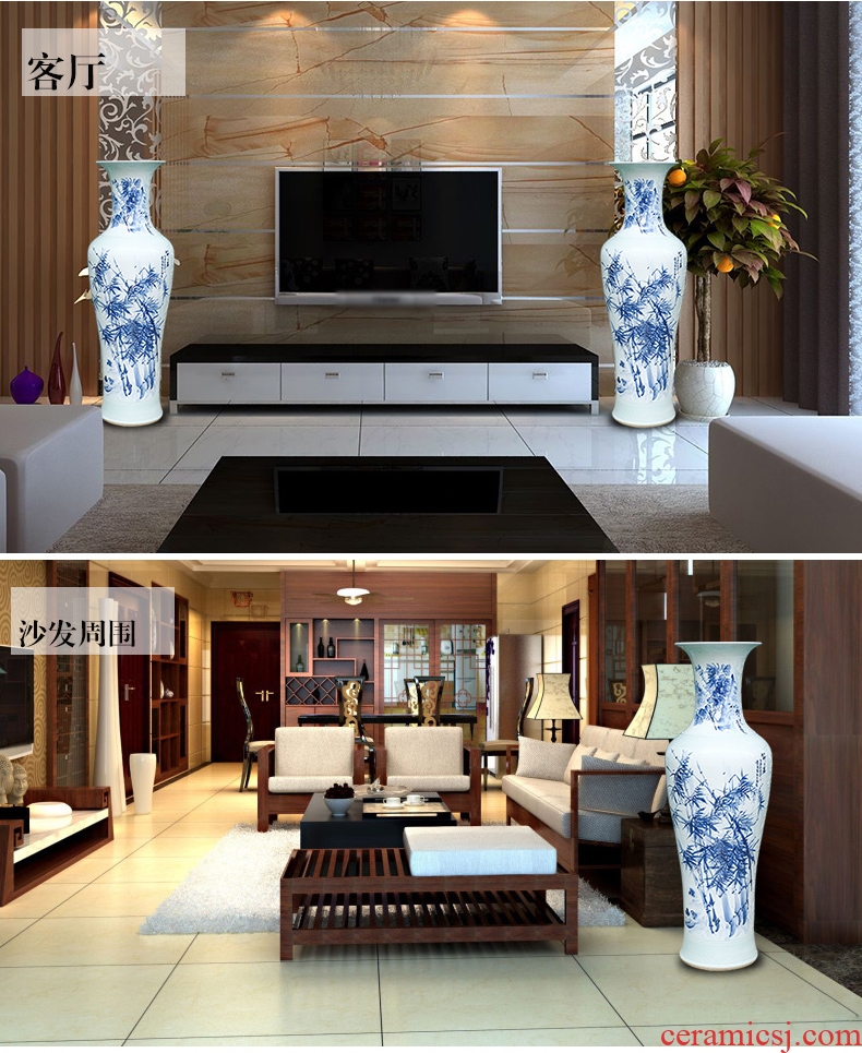 Jingdezhen ceramics three - piece vase furnishing articles flower arrangement of Chinese style porch decoration home decoration large sitting room - 567047571881
