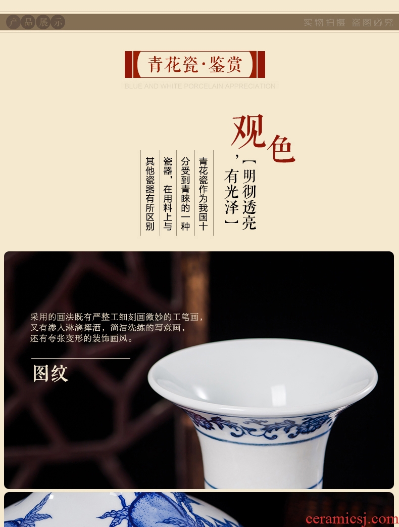 Jingdezhen ceramics antique blue and white porcelain vases, flower, modern home sitting room TV ark, crafts