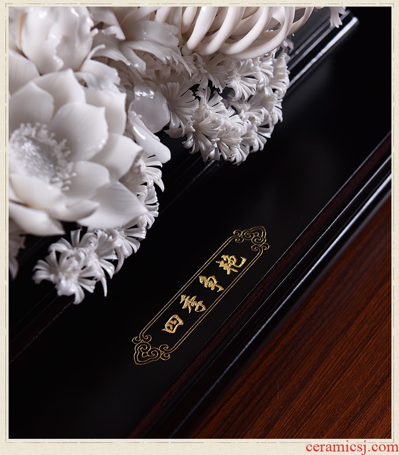 Oriental soil dehua hand knead ceramic flower art business opening furnishing articles four seasons of flowers/D13-114