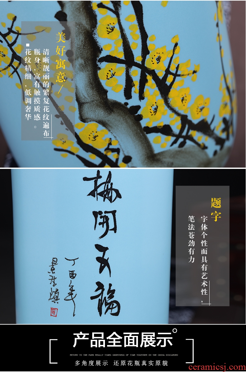 Jingdezhen ceramics green glaze landscape painting and calligraphy tube quiver scroll sitting room place, the study of large cylinder vase - 552941854157
