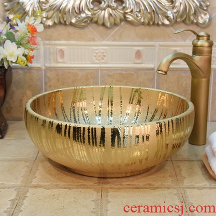 JingYuXuan basin basin sink art of jingdezhen ceramic table escape the gold - plated line sinks