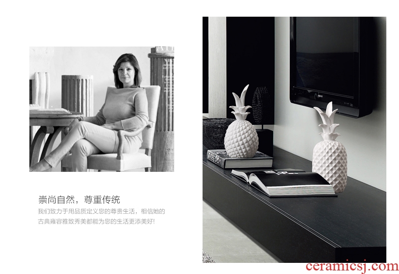 【 for 】 pineapple furnishing articles matte white ceramic soft adornment ornament adornment of contemporary and contracted sitting room wine