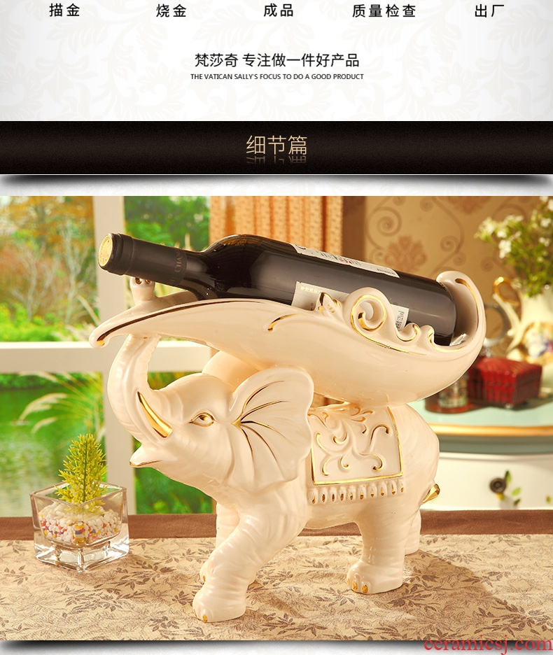 Key-2 Luxury European - style ceramic elephant wine frame creative wine sitting room adornment is placed household decoration wedding gift