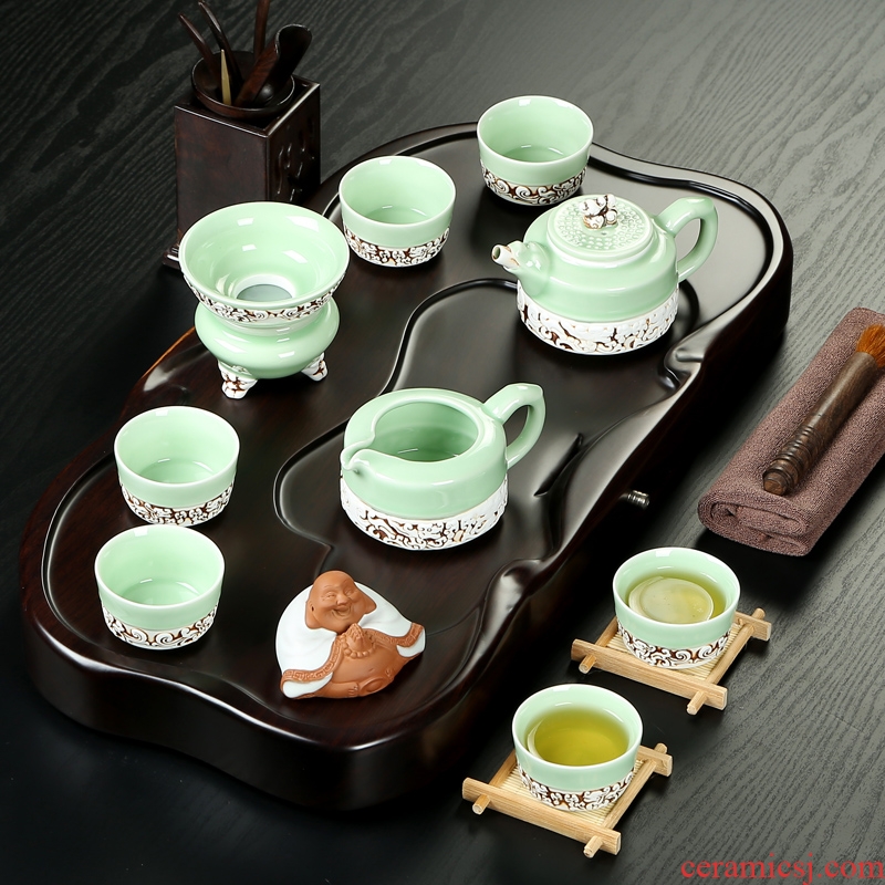 Friend is ceramic tea set brother your kiln kiln of a complete set of kung fu tea set the whole piece of ebony tea tray tea table