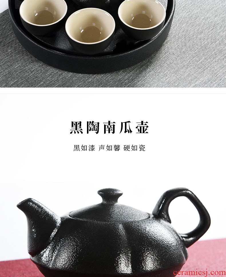 Household porcelain god kung fu tea set light key-2 luxury office ceramic teapot dry tea cups of black plate of tea tea