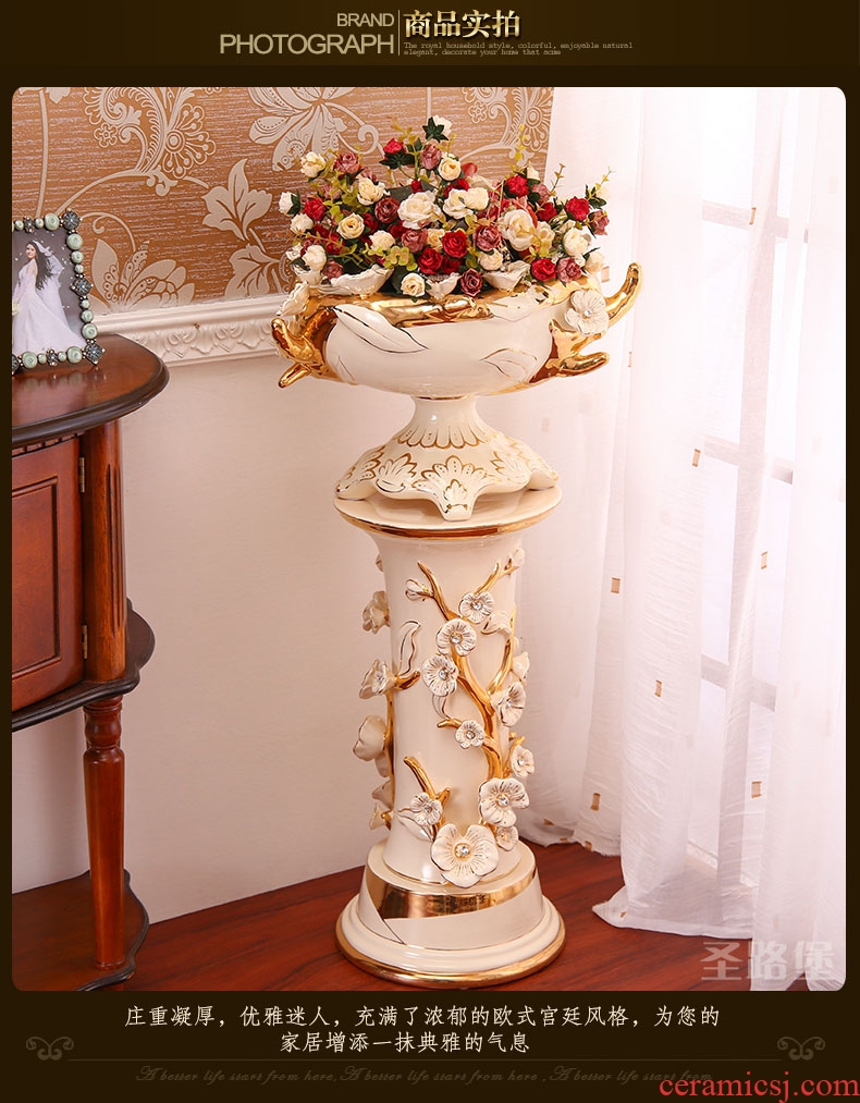 Modern light American European - style key-2 luxury ground dry flower vases, flower arrangement sitting room place landscape decoration ceramic vase - 525889616480