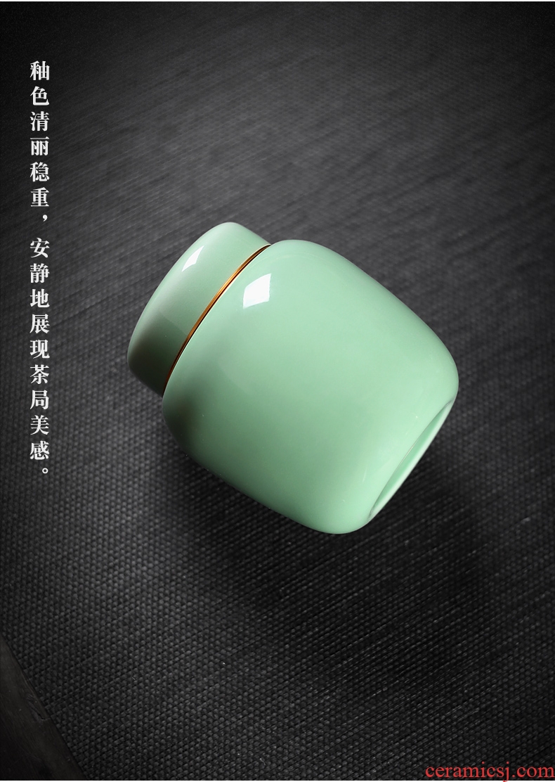 Ceramic seal caddy fixings longquan celadon portable storage POTS household receives tea set porcelain pot store receives the tao