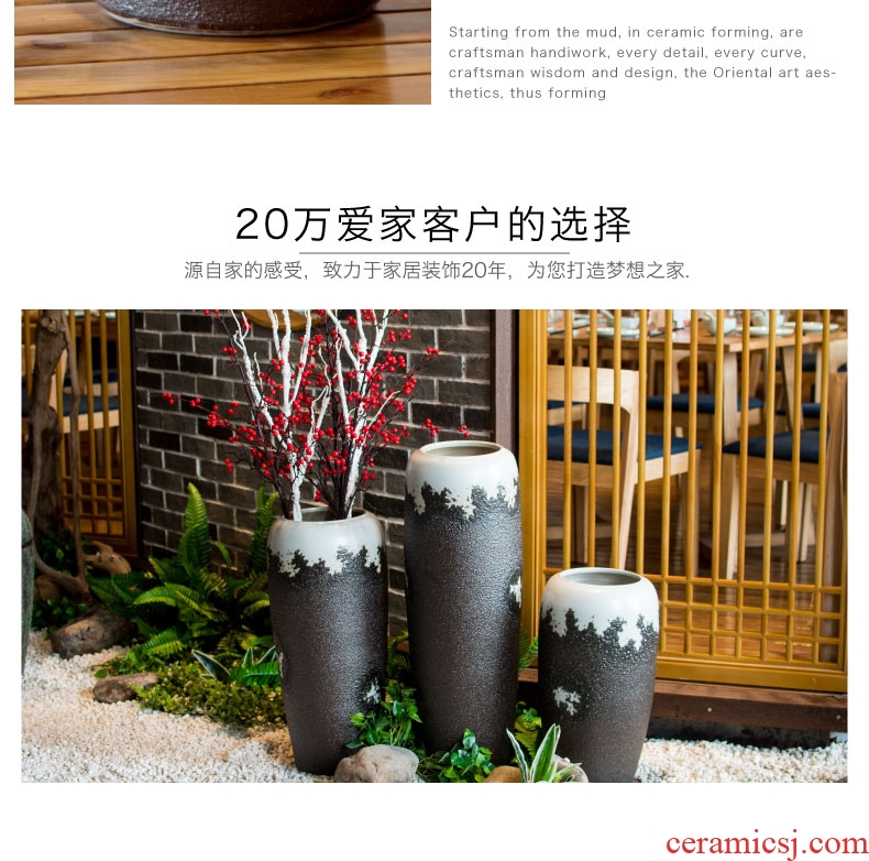 Restore ancient ways the ground ceramic big vase high dry flower arranging flowers sitting room jingdezhen ceramic ornaments furnishing articles pottery coarse pottery - 562660849812