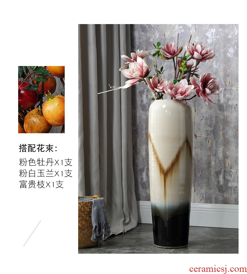 Jingdezhen vase furnishing articles flower arranging large sitting room ground ceramic flower implement European - style villa hotel soft adornment - 569562031184