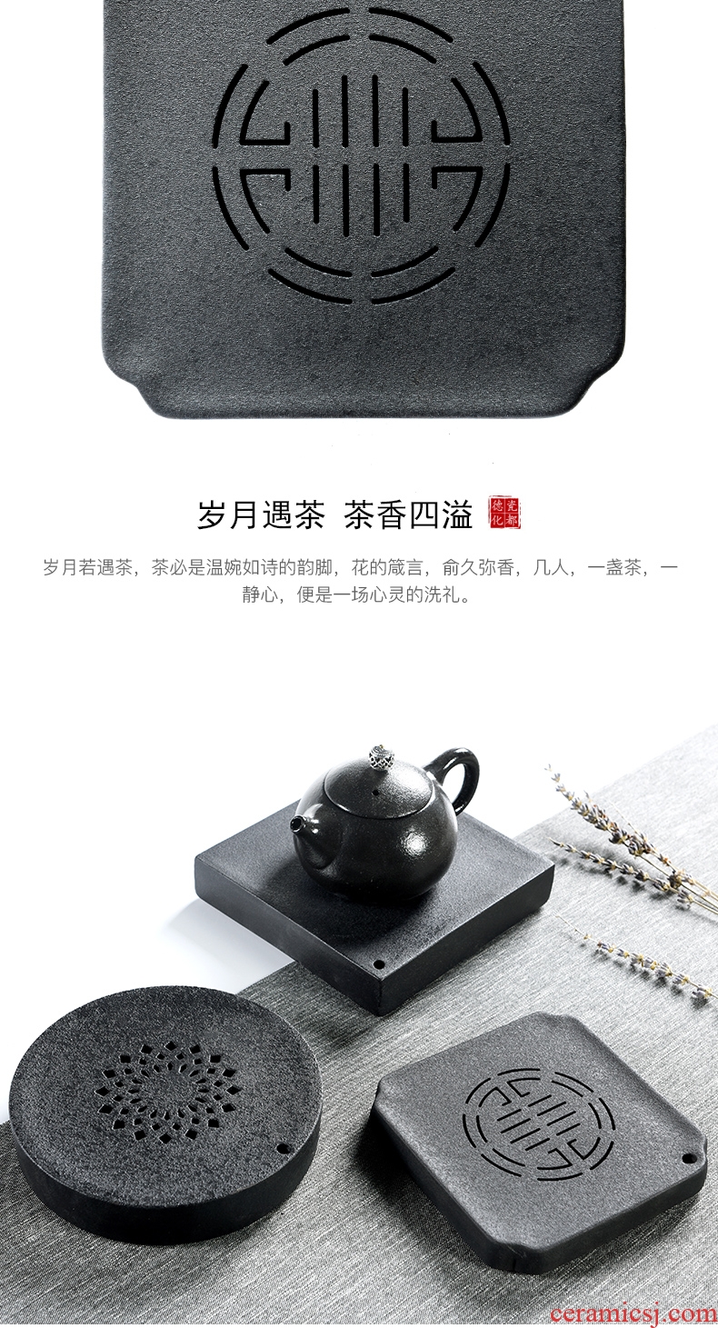 Beauty cabinet black pottery teapot ceramic water tray tea accessories round pot bearing coarse pottery tea tea tea tray it dry