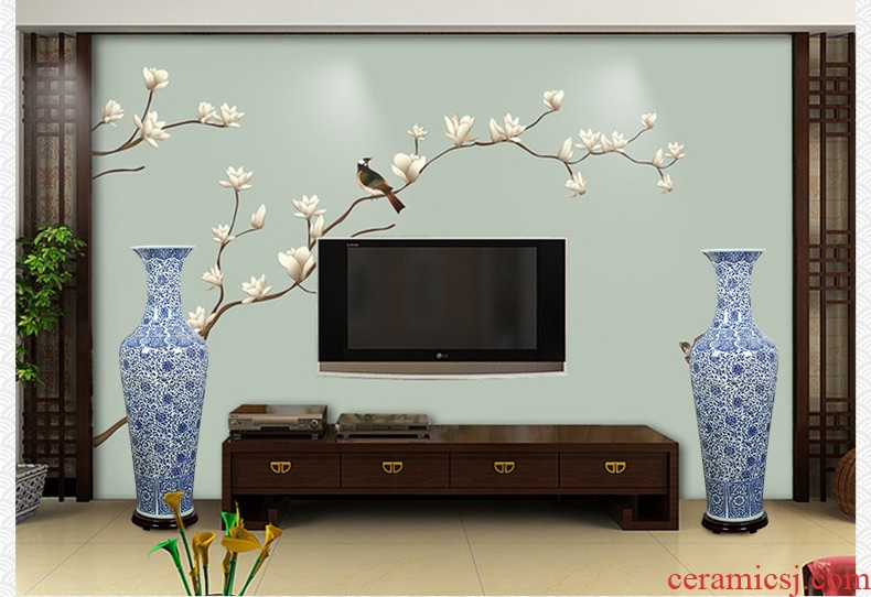 New Chinese style hand - made ceramic furnishing articles peony large vases, flower arranging rich ancient frame porch zen sitting room adornment restoring ancient ways - 568888144874