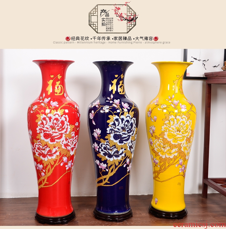 Jingdezhen large sapphire blue pottery and porcelain vases, flower arranging archaize sitting room of Chinese style household decorations TV ark, furnishing articles - 543847321570