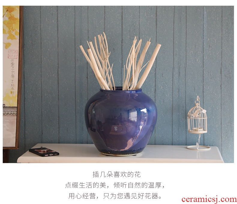 Japanese contracted and I ceramics vase furnishing articles flower arrangement sitting room ground POTS household adornment blue hotel