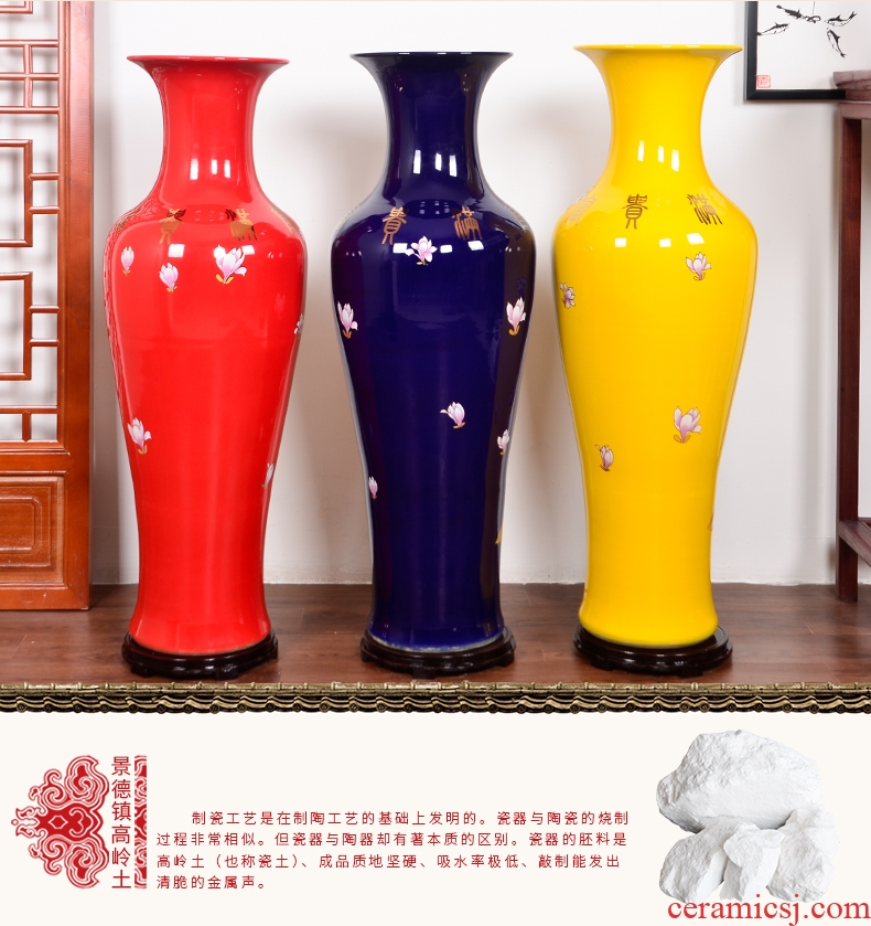 Jingdezhen large sapphire blue pottery and porcelain vases, flower arranging archaize sitting room of Chinese style household decorations TV ark, furnishing articles - 543847321570