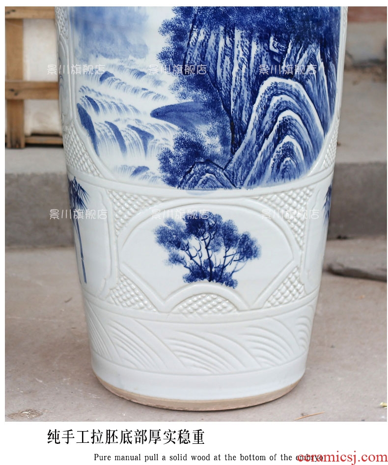 Hand - made harmony is the blue and white porcelain lotus fish landing big vase jingdezhen ceramics sitting room adornment furnishing articles - 542251376006