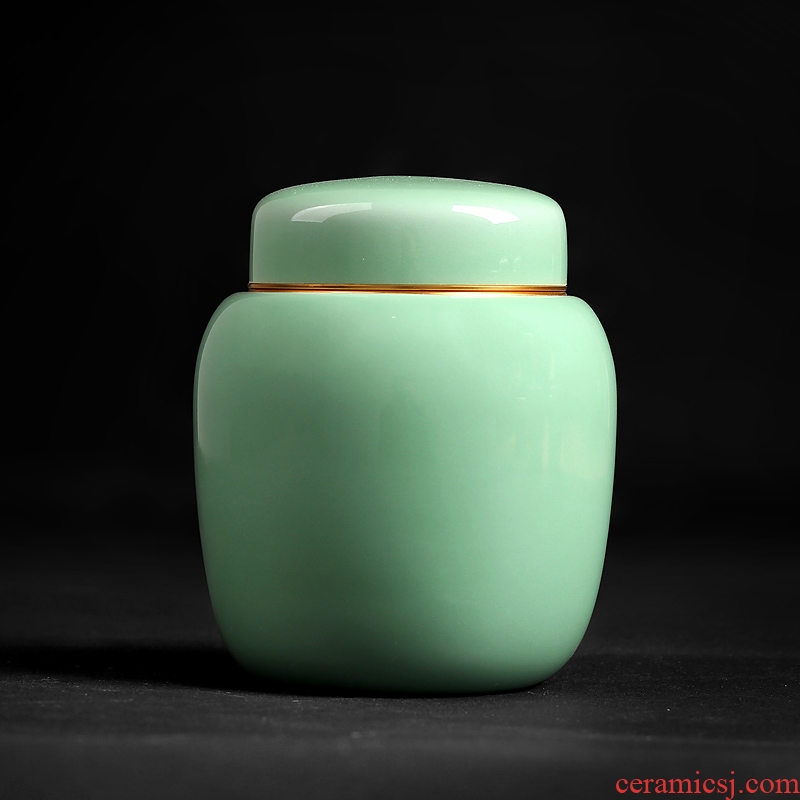 Ceramic seal caddy fixings longquan celadon portable storage POTS household receives tea set porcelain pot store receives the tao