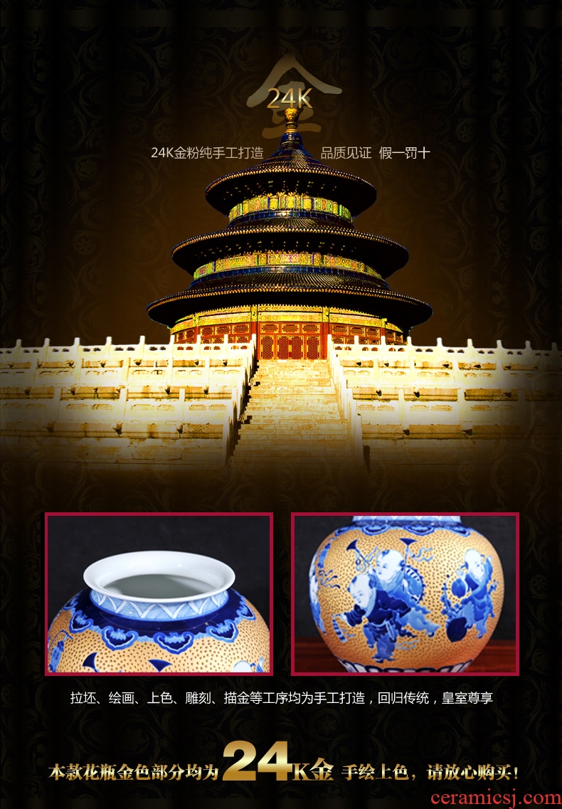Jingdezhen ceramics high-end antique hand-painted with jinlong general tank sitting room new home decoration furnishing articles TV ark