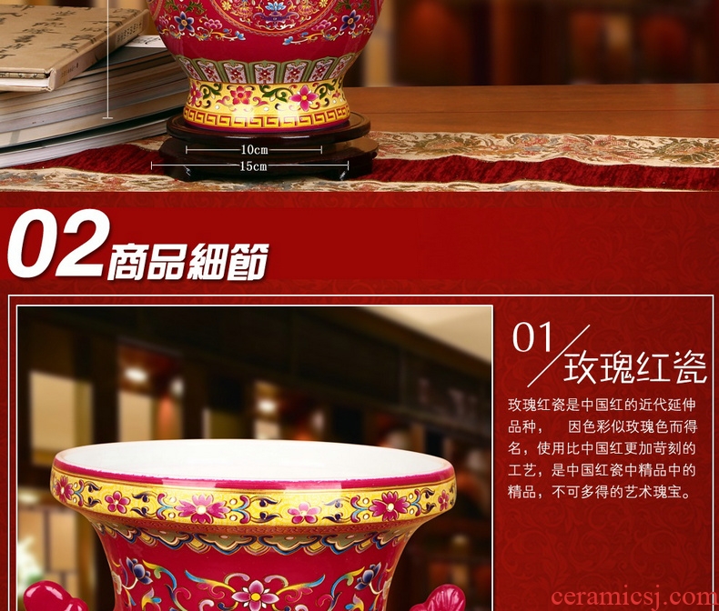 Jingdezhen ceramics hand - made youligong peach pomegranate flower grain general canister to Chinese classical furnishing articles - 43883374575