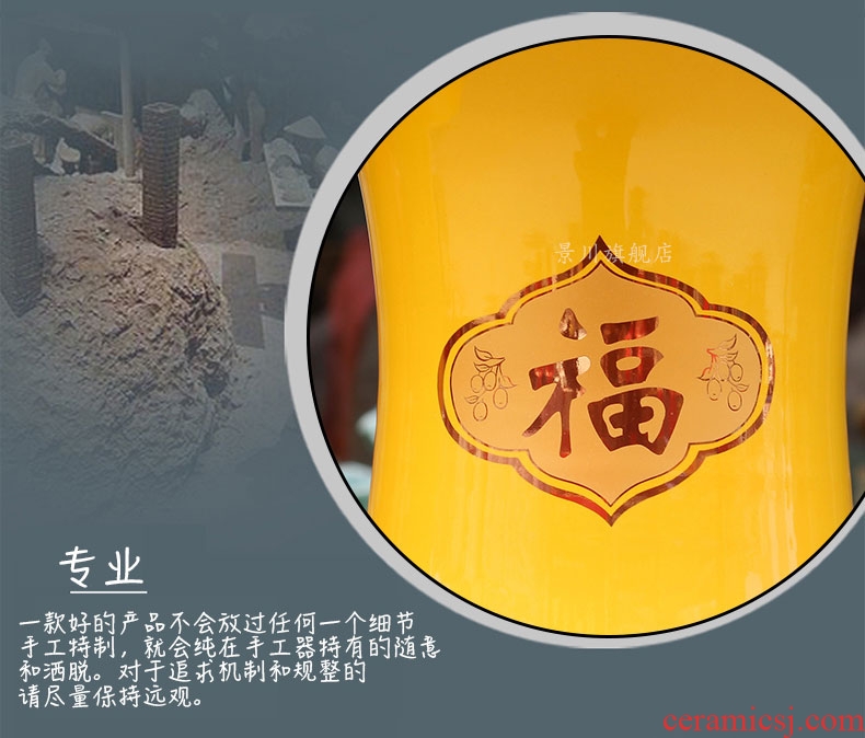 Hand draw name plum blossom put lotus 80 cm high landing big vase of porcelain of jingdezhen ceramics sitting room adornment is placed - 528987478305