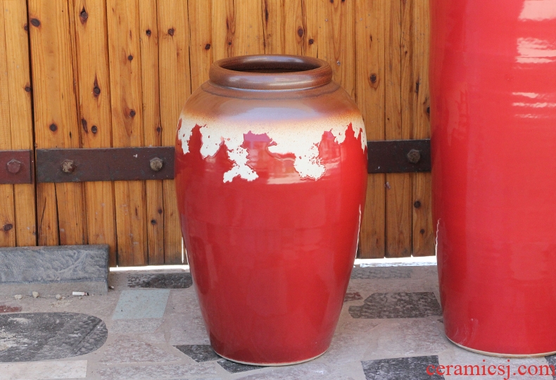 I and contracted coarse pottery jars dried flowers floral sitting room ground ceramic vase big flowerpot furnishing articles of Europe type restoring ancient ways - 537094249074