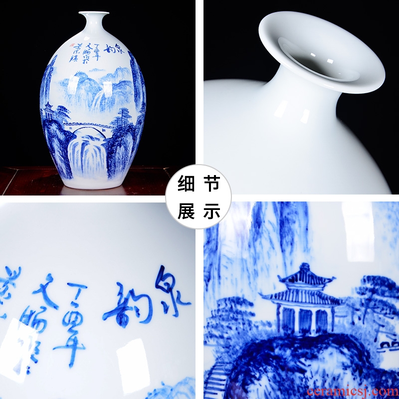 Jingdezhen ceramics furnishing articles ornaments desktop hand blue and white porcelain vases, famous master of the sitting room porch decoration