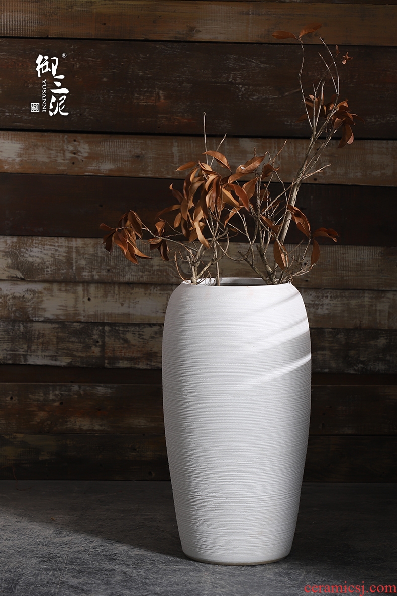 New Chinese style restoring ancient ways ceramic household vase creative living room decoration flower arranging containers dry flower is placed big desktop - 572210373765
