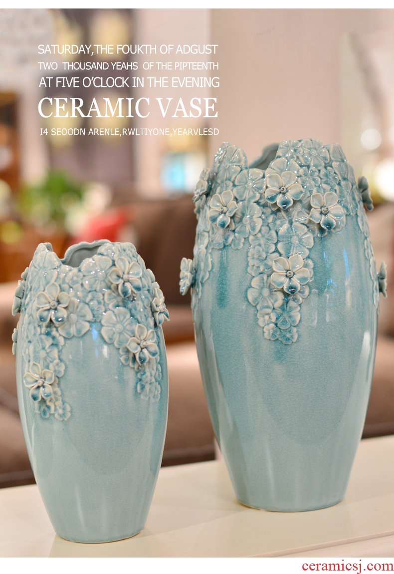 Jingdezhen ceramic vase furnishing articles hotel contracted and I adornment flower arranging dried flowers large sitting room ground porcelain - 525204938038
