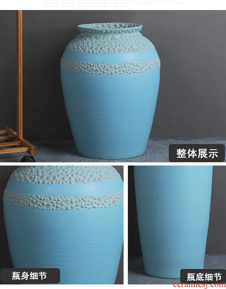 Modern European ceramic vase color glaze up landing vase sitting room hotel villa place big vase retro - 556486484510