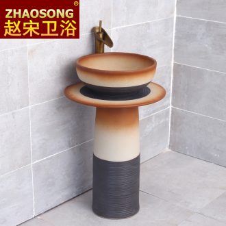 Balcony pillar lavabo household one wash basin bathroom ceramic floor type lavatory pool frosted