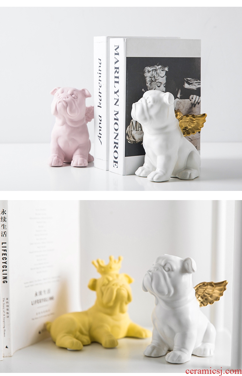 Nordic I and contracted, creative home sitting room bedroom desk bulldog ceramic furnishing articles on valentine 's day gift accessories