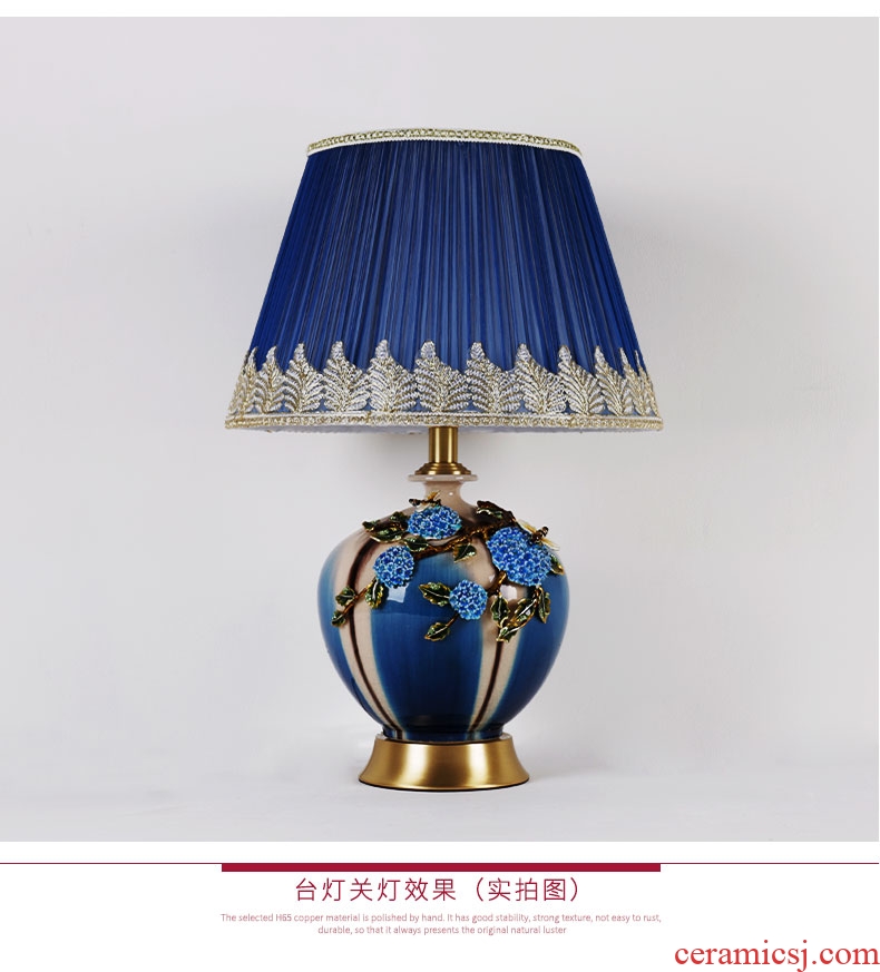 American bedroom berth lamp example room blue enamel color restoring ancient ways creative ceramic desk lamp of the sitting room is blue and white porcelain lamp