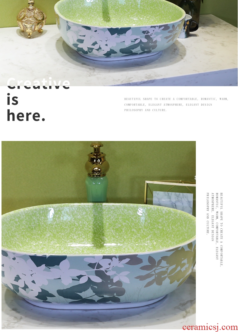 On the ceramic bowl for wash gargle lavabo household elliptic green art basin bathroom sinks basin