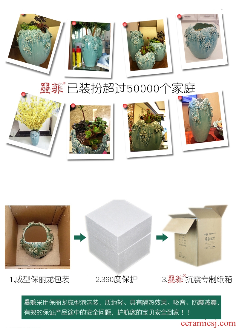 Jingdezhen ceramic vase furnishing articles hotel contracted and I adornment flower arranging dried flowers large sitting room ground porcelain - 525204938038