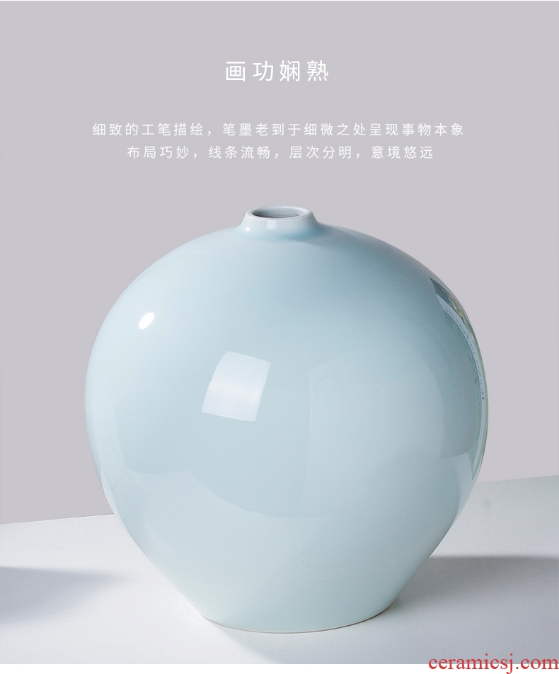 Jingdezhen ceramic masters hand - made vases, flower arranging machine carved lotus pomegranate bottles of home sitting room adornment is placed