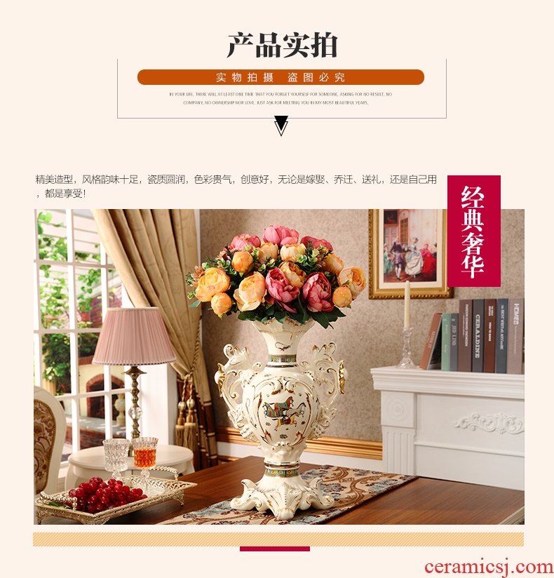 Living room furnishing articles flower arranging ceramic POTS restoring ancient ways of large vase American hotel decoration dried flowers coarse pottery - 569138169002