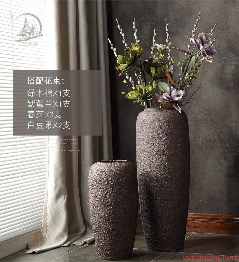 Jingdezhen ceramic large diameter vase furnishing articles Nordic light key-2 luxury home new Chinese flower arranging sitting room adornment flowers - 568592908060