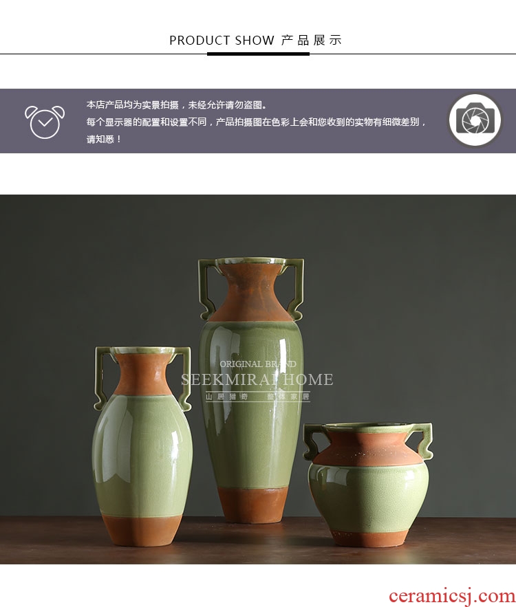 American home sitting room TV ark adornment ceramic art big vase pink green foliage grain vase - 549479715779
