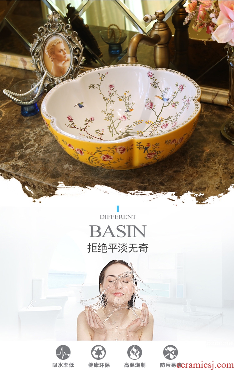 Jingdezhen ceramic basin sinks art on the new stage basin sink outside the golden flowers and birds