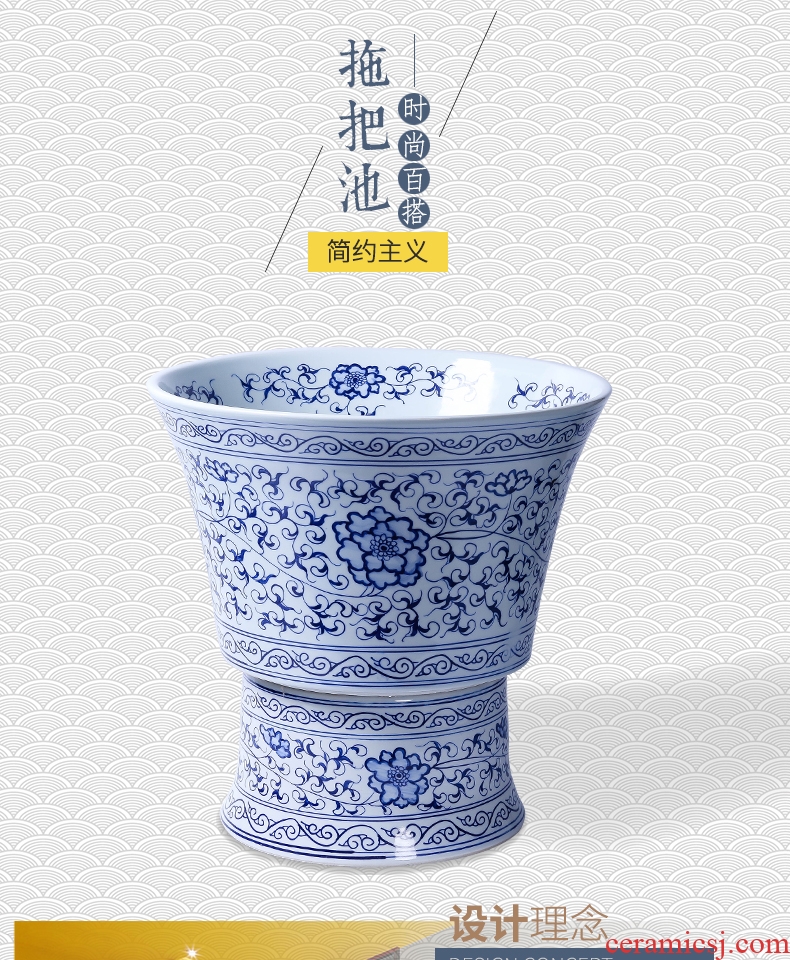 Jingdezhen ceramic household balcony retro manual stone archaize mop pool toilet size mop pool