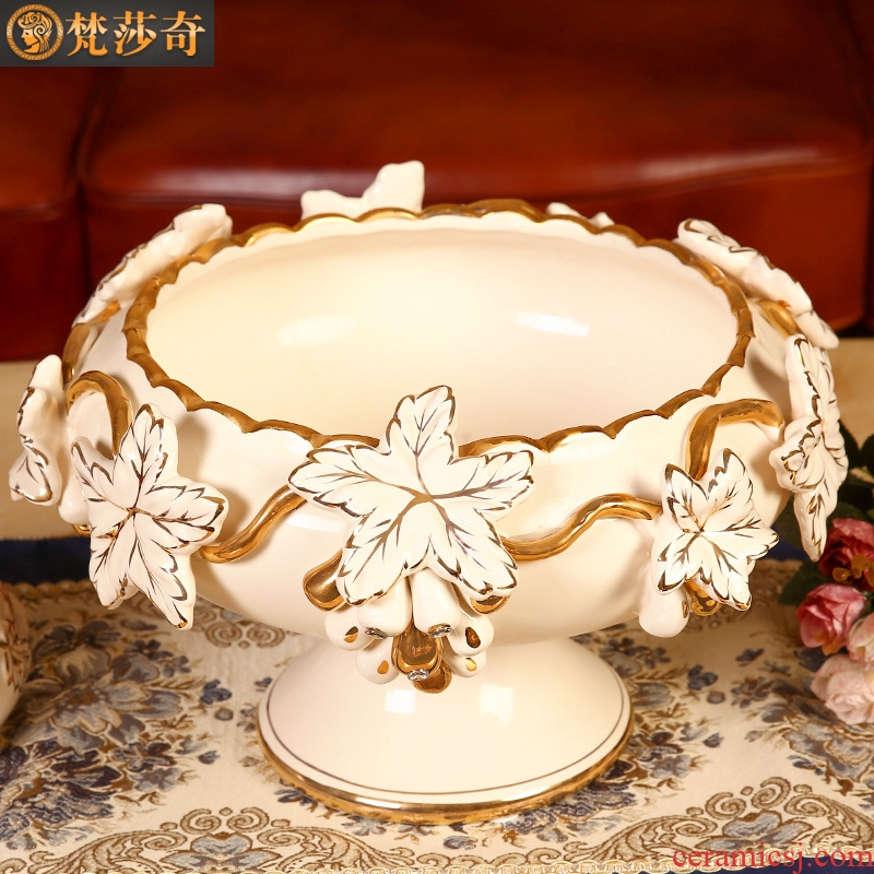 Ou compote sitting room luxury large household fruit bowl bowl wedding place high creative ceramic compote tea table