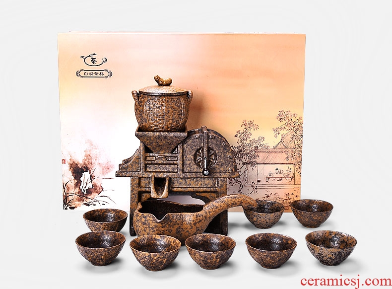 HaoFeng creative lazy ceramic kung fu of a complete set of automatic tea sets fit household of Chinese style restoring ancient ways teapot cup