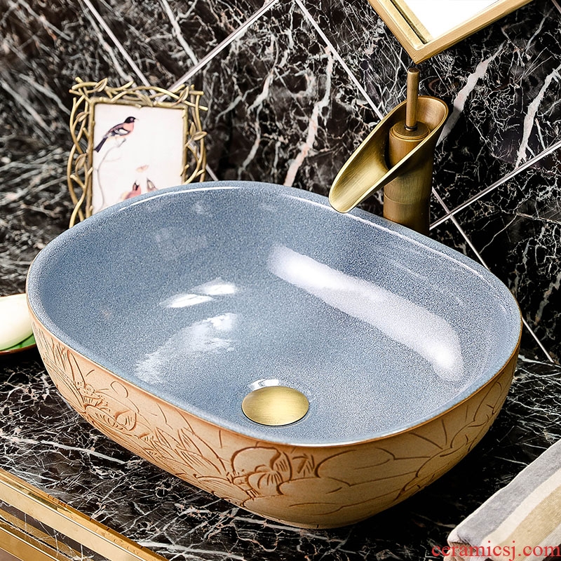 Chinese style restoring ancient ways is the creative stage basin ceramic oval face basin bathroom home outfit toilet toilet lavabo of art