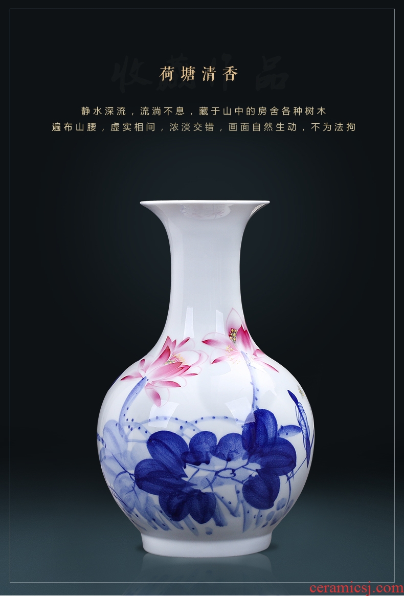 Jingdezhen ceramics hand - made of blue and white porcelain vases, flower arrangement furnishing articles furnishing articles antique Chinese style porch sitting room decoration