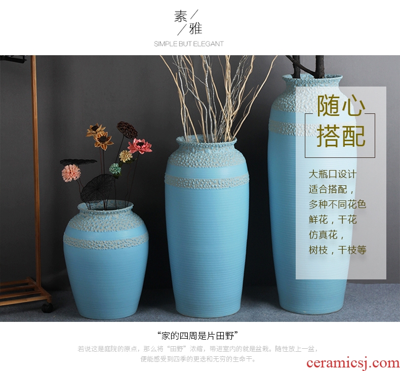 Jingdezhen ceramic floor big vase club hotel decoration flower flower implement big sitting room porch furniture furnishing articles - 556486484510