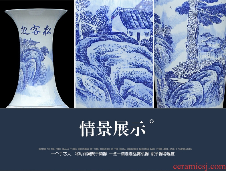 Jingdezhen dried flower vase landing large ceramic sitting room porch European I and contracted style flower arranging furnishing articles - 566964942630