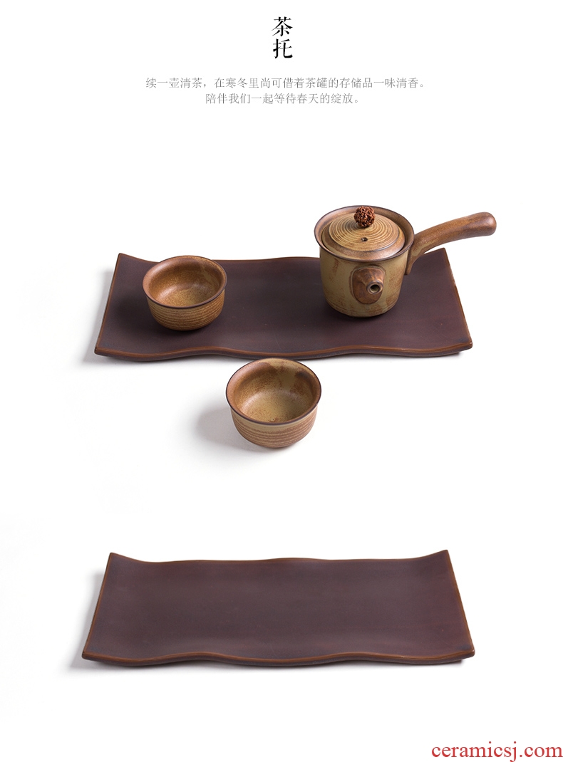 A friend is A complete set of ceramic kung fu Japanese tea sets tea tray was coarse pottery pot office travel tea set gift boxes